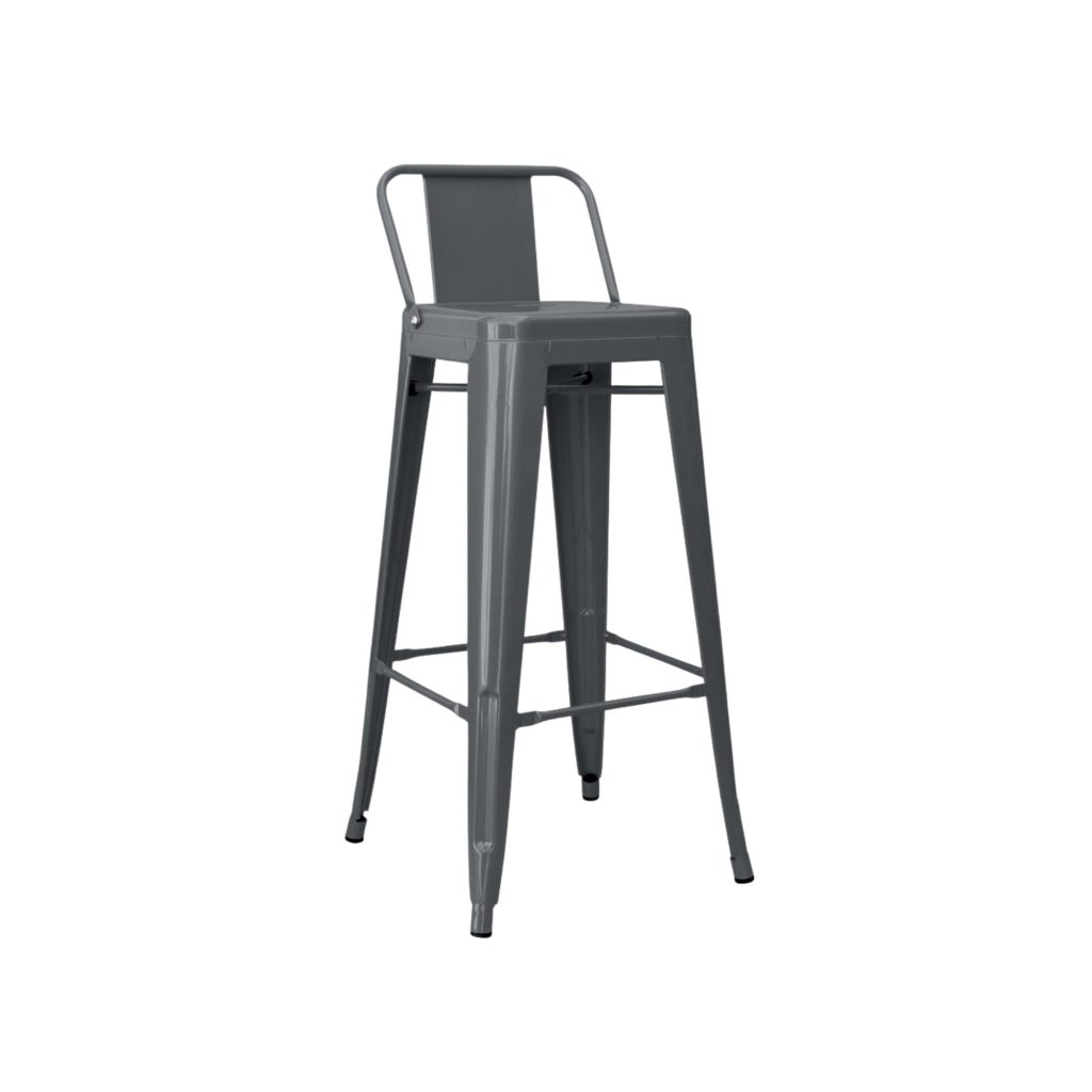 Gold metal stool, with back