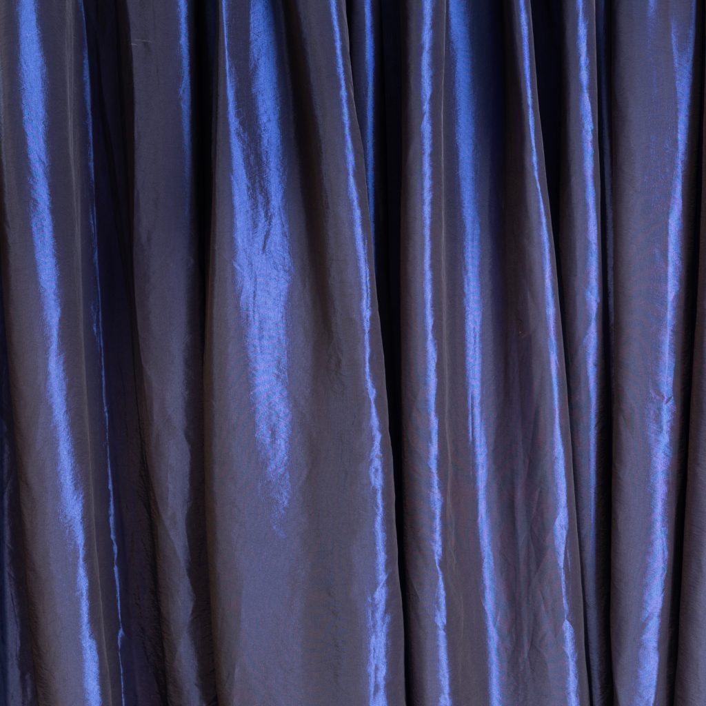 Navy taffeta drape